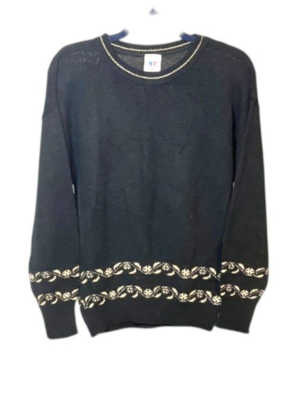 Sweater Bazaar Black and Gold Crewneck Vintage Sweater, Size M
